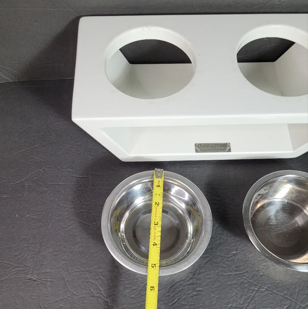 Pet Lounge Studios Angled Diner Double Bowl Feeder